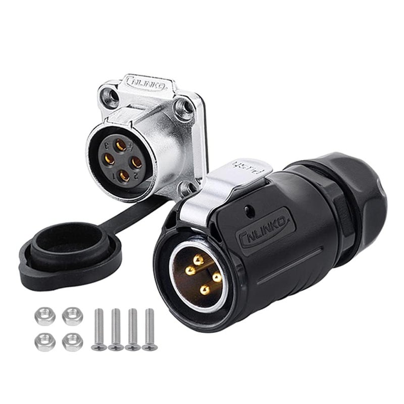 CNLINKO LP20 Series Waterproof Connector, IP68 Power Connector 4pin 20A 500V M20 LED Connector, UL CE Rohs Approved (4 pin) - Image 1